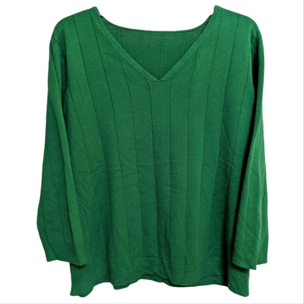 (2/$25) Long sleeve green sweater top v-neck XL - Picture 1 of 12